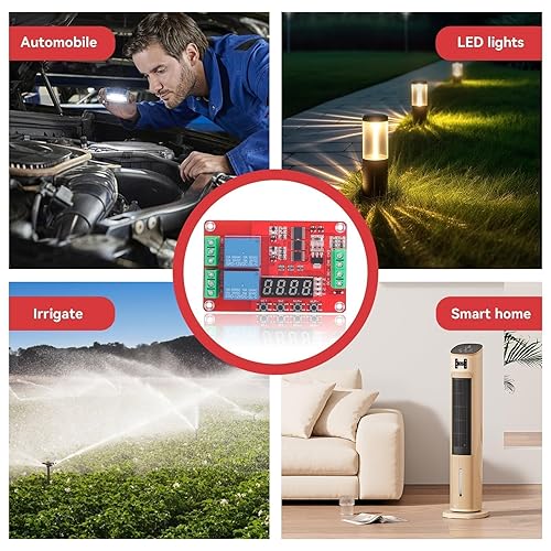 Timer relè temporizzatore regolabile Modulo interruttore Tempo ritardo circuito stampato, Modulo temporizzatore con timer 12 V, Multifunzionale a 2 canali con display LCD / 5V / 12V / 24V Micro USB - Honorern