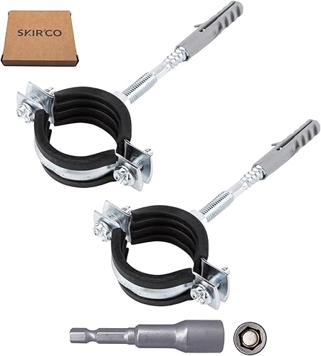 SKIR'CO Confezione da 2 staffe per tubi con rivestimento in gomma nera per tubi Ø 32-36 mm, per montaggio a parete e soffitto (2 pezzi, con punta magnetica esagonale) - Honorern
