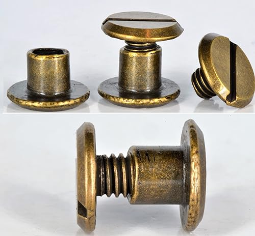 Qtools® Viti per libri da 5 mm, 10 pezzi, set di rivetti in pelleviti per cintura, rivetti decorativi, rivetti a vite, viti di collegamento per trensore occidentale, impugnatura per coltelli, - Honorern