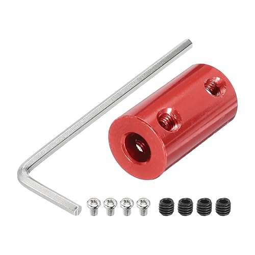 6mm a 6mm Foro Accoppiamento Rigido 25mm Lunghezza 14mm Dia Lega Alluminio Connettore Accoppiatore Albero per Stampanti 3D Rosso 1pz con 1pz Accoppiamento,1pz Chiave,8pz Viti - Honorern