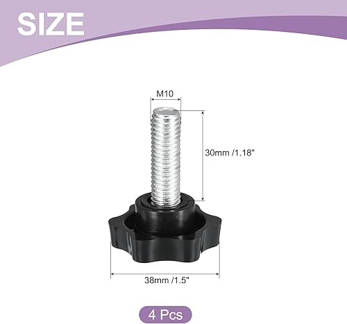 4pz M10 x 30mm Pomelli a Stella, Manopola Serraggio a Forma Esagonale Plastica Vite Manopola Ricambio Serraggio Manuale per Sostituzione Manopola Base Ombrellone - Honorern