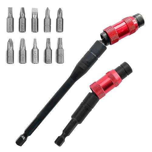 Kit Portainserti Magnetici con Sgancio Rapido, Ideale per Avvitatori e Trapani in Spazi Angusti e Angoli, Porta Inserti Magnetico, Accessori Professionali per Lavori di Cartongesso e Avvitature - Honorern