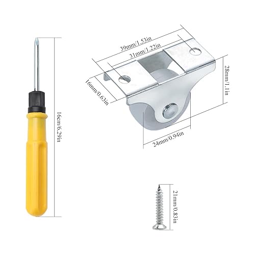 Yingcen 16 Pezzi Piccola Ruota Rotelle per Mobili Set di Ruote con Cacciavite e Viti per Carrello, Sedia, Mobili - Honorern