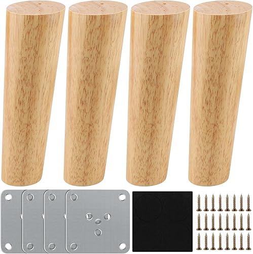 4pz Gambe per Mobili Legno, 15cm Piedini per Mobili Ricambio Parti di Mobili in legno Gambe per Tavolo Piedini di Ricambio per Divano Letto Poltrona Armadio - Honorern
