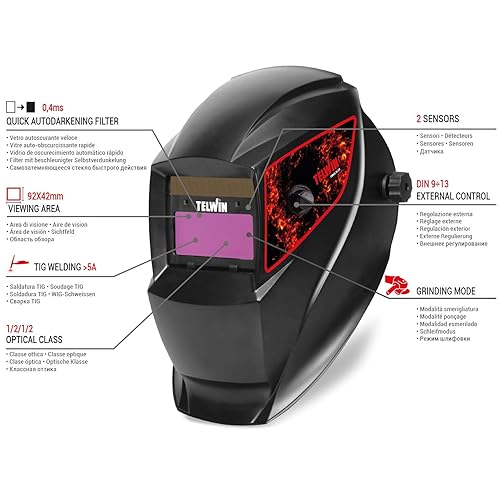 TELWIN TRIBE 9-13 Maschera per Saldatura MMA/MIG-MAG/TIG a caschetto - Honorern