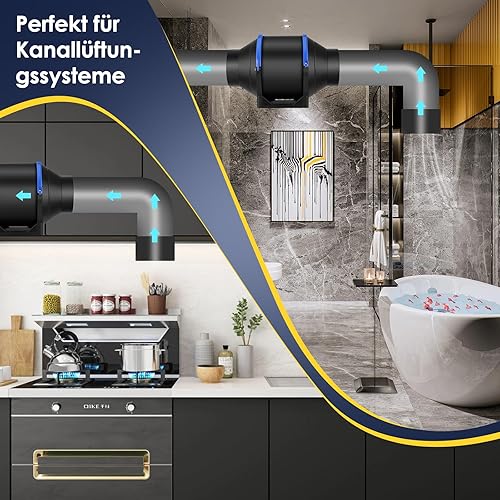 Ventilatore a tubo silenzioso, 100 mm, ventilatore regolabile in linea, per bagno, ufficio, fabbrica e macchine per incisione laser - Honorern