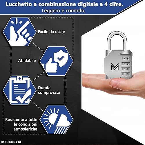 Lucchetto Combinazione - Lucchetto Armadietto Impermeabile - Lucchetto A Combinazione - Lucchetti di sicurezza a 4 cifre da inserire nell'armadietto palestra, Cassetti, Armadietto (Nero) - Honorern