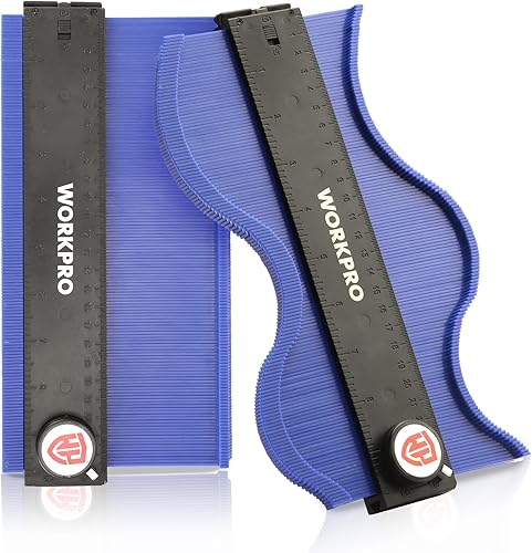 WORKPRO Calibro per contorni con blocco (25+25 cm), set da 2 pezzi, duplicatore di profili collegabile con sistema di bloccaggio, per copiare forme irregolari con precisione - Honorern