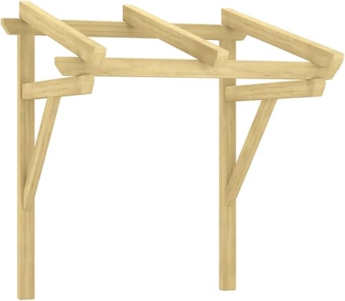 Pensilina per Porta 100x100x80 cm Pino Massello Impregnato,Impermeabile e Anti-UV, Pensilina Tettoia per Porta Balcone Esterno -318569 - Honorern