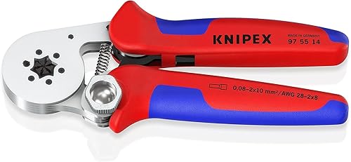 Knipex Pinza per Terminali a Bussola, con Regolazione Automatica per Crimpaggio Laterale Cromata, Rivestiti in Materiale Bicomponente 180 Mm 97 55 14 - Honorern