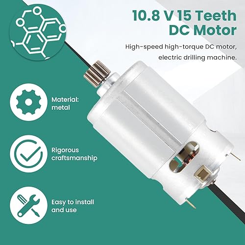 Solimery Motore DC da 10,8 V e 15 denti (KV3SFN-8520SF-WR) per motore a cacciavite a trapano elettrico GSR1080-2-LI 3601JE2000 / EU - Honorern
