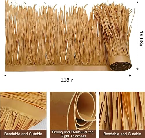 Tegole di Paglia di Palma Pannelli Decorativi in Paglia Sintetica - Resistente ai Raggi UV e Impermeabile Perfetto per Tetti e Decorazioni Esterne(Size:4m/13.1ft) - Honorern