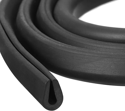 Profilo di Protezione a U, Protezione per Bordi con Striscia di Tenuta in Gomma da 6,6 Piedi di Lunghezza Tipo Rotondo, Adatta per Bordi da 2,5-3mm, (9/32' L x 25/64' A) Nero - Honorern