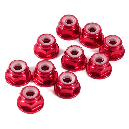 Dadi Autobloccanti Esagonali 10 Pezzi Dadi Rossi M3 Dado Rosso M3 Dado M3 Dado di Bloccaggio in Nylon Flangiato in Alluminio CNC Dadi Autobloccanti in Metallo Rosso Scuro - Honorern