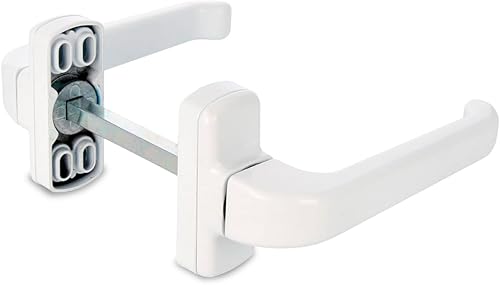 Amig - Maniglia per porta con rosetta | Modello Epsilon | Alluminio -| 132 x 70 mm | Quadrato 8 mm | Colore: Bianco - Honorern