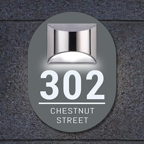 Targa moderna per porta a energia solare, con indirizzo, illuminata a LED, in acrilico, regalo di inaugurazione della casa (indirizzo solare A) - Honorern