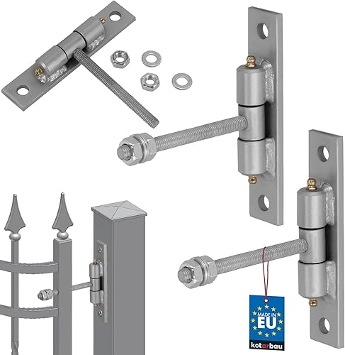 KOTARBAU® Set di 2 cancelli con piastra a vite e nippli lubrificanti, regolabili, diametro 12 mm, per porte e porte, costruzione robusta - Honorern