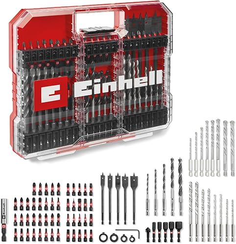 Set di punte e trapani originali Einhell XL-CASE da 95 pezzi resistenti agli urti (punte, punte da trapano, portapunte, chiave a bussola, svasatore, arresto del trapano, chiave a perno) - Honorern