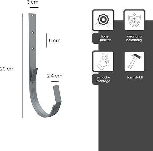 Staffa per grondaia in ferro zincato 125mm marrone rame, staffa per grondaia semicircolare, facile da montare senza saldature - Honorern