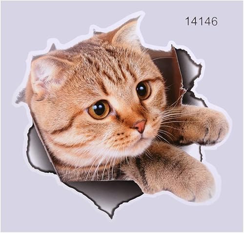 Adesivi per gatti, adesivi per auto 3D, bastone da parete per gatti 3D, bastone da parete per animali domestici 3D, bastone da parete impermeabile 20 x 21 cm - Honorern