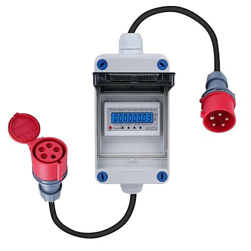 Trifase Mobile Digital Electricity Meter 32A 380V Mobile Meter CEE Plug 3 Fase Mobile Digital Meter 5 * 2.5mm² con Reset 2m cavo IP44 Socket Adapter Meter (H07RN-F HR-03X) - Honorern