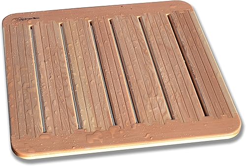 182 Pedana Doccia legno di Larice Ad Incastri a Coda di Rondine cm 59 x 59 per Piatti cm 80 x 80 - Honorern