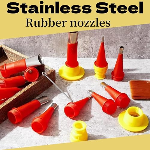 Beccuccio Silicone,19pcs Pistole Attrezzi Per Calafataggio Ugello,Ugelli Gomma Rivestimento,Beccucci Silicone per Calafataggio,Ugelli per Calafataggio Acciaio Inossidabile - Honorern
