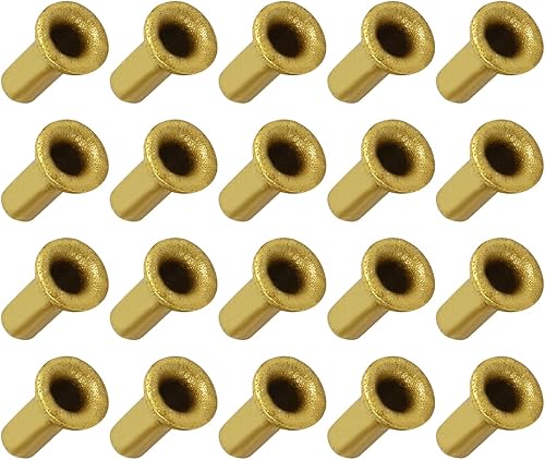 Foro Passante Rivetto (3mm x 8mm) 100pz, Ottone Placcato Metallo Cavo Rivetto Dadi - per PCB Schede, Dorato - Honorern