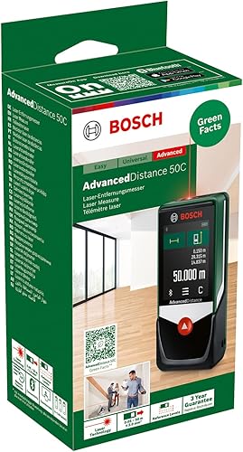 Bosch Metro Laser Distanziometro Laser AdvancedDistance 50C (misura distanze con precisione fino a 50 m, display touch, funzioni di misurazione con assistenza integrata, in cartone) - Honorern
