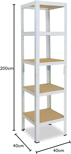 shelfplaza® 200x120x40cm HOME Scaffale metallo per carichi pesanti bianco con 5 ripiani con 175kg capacità di carico/Scaffali in metallo per garage come scaffali per ripostiglio o officina - Honorern