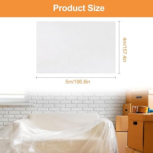 Set 4 Teli Copritutto in Plastica, Confezioni di Fogli di Telo Plastica Per La Decorazione, 4 x 5m Teli Copritutto per Imbianchino Impermeabili, Per La Polvere Per La Pittura e l'arredamento - Honorern