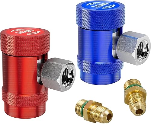 Adattatore ad Innesto Rapido R1234yf, Adattatore di Connessione Rapida per Adattatore Alta/Bassa Pressione per R1234yf, Adattatore Spina 1/4' Connettore Maschio Set Manometro Refrigerante - Honorern