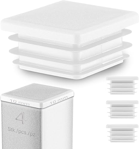 EMFA Tappo Terminale per Tubo Quadrato 30x30 mm Bianco – Tappi in Plastica con Lamelle 3x3 cm – Copritubo di Chiusura – 8 Pezzi - Honorern