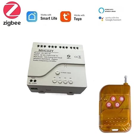Zigbee Interruttore a relè remoto wireless RF AC/DC, funziona con ZigBee 2 mqtt (4 canali 5-32 V) - Honorern