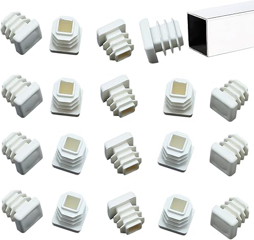 32 Pezzi Tappi Tubi, Tappi In Plastica Quadrato Inserti Del Tubo Tappi A Lamelle Antiscivolo Per Tubi Di Ferro/Mobili/Trampolino/Sedia (15mm,Bianco) - Honorern