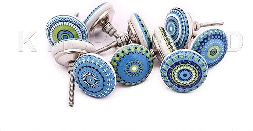 20 pomelli in ceramica a forma di fiore, look vintage, per porte, armadi, cassetti, credenze, Xfer (blu Xfer) - Honorern