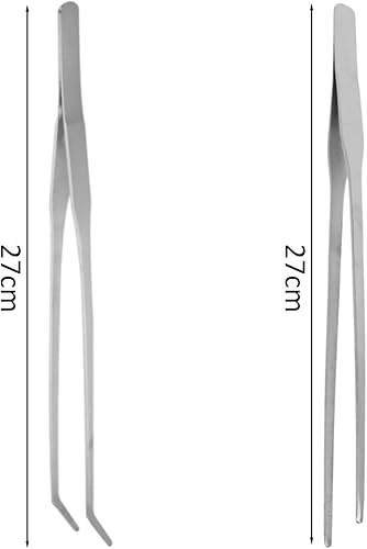 Pinzette professionali in acciaio inox, pinzette seghettate curve precise, gomiti e testa dritta, pinzette da 27 cm, lavori industriali e alimentazione degli animali. - Honorern