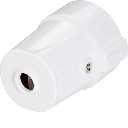 Spina schuko diritto | Spina di contatto per messa a terra con sollievo, uscita cavo posteriore, 16 A, 250 V, IP20, 3,7 kW, femmina, bianco - Honorern