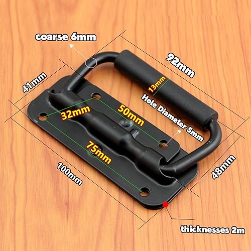 Pizsieat 4 Pezzi Maniglia Pieghevoli 100 mm Maniglia a Molla in Acciaio Inox Cassetta Degli Attrezzi Maniglie Maniglia Pieghevole a Molla per Scatola Degli Attrezzi Scatole di Ricambio (Nero) - Honorern