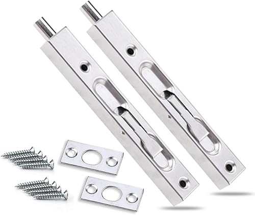 Chiusure a Scomparsa Nascoste da 6 Pollici, 2 Set Serratura a Bullone Scorrevole per Porta a Scomparsa in Acciaio Inossidabile 304 con Leva di Sicurezza, per Porte Francesi in Legno - Honorern
