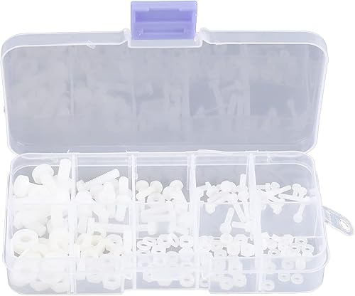 Viti Bulloni Dadi Rondelle Kit, 150 pezzi M2 M2,5 M3 M4 M5 Viti in Nylon Bulloni Dadi Rondelle Assortimento Kit di Fissaggio con Scatola - Honorern