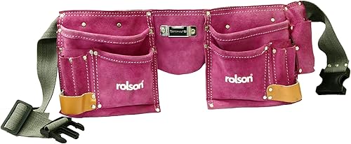 Rolson 68630 - Cintura porta utensili in cuoio doppia, colore: Rosa - Honorern