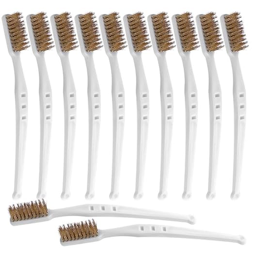 12 Pezzi Spazzola Ottone Mini Spazzole in Ottone per La Pulizia Degli Ugelli Della Stampante 3D Spazzola Metallica in Ottone con Manici in Plastica per Pulire Saldatura delle Scorie e Ruggine - Honorern