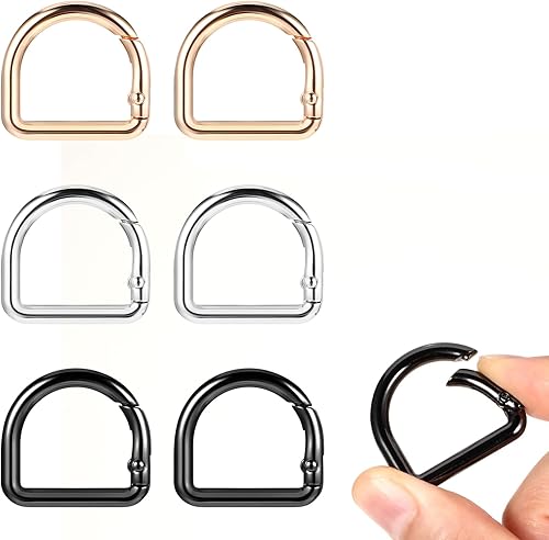 Confezione da 6 Moschettoni ad Anello a D, Portachiavi in ​​Metallo Anelli a D Gancio a Molla per Borsa a Tracolla Portachiavi Hardware Portachiavi Clip Accessori Collare per Animali Domestici - Honorern