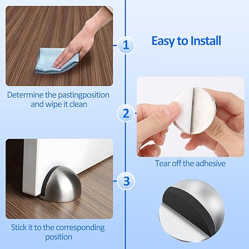 6 Pcs Fermaporta da Pavimento Autoadesivo, Fermaporta con Cuscinetto In Gomma, Fermaporte da Terra per Tutti I Pavimenti Duri, Proteggere Porte, Pareti E Mobili - Honorern