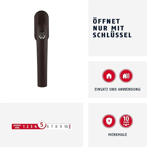 Abus FG300 AL0089 - Maniglia per finestra con serratura, colore: Marrone - Honorern