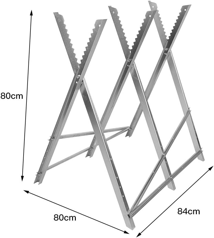 Cavalletto da sega per motosega, cavalletto da segatura pieghevole 150 kg metallo zincato giardino denti porta tronchi supporto da taglio cavalletto per sega motosega (84 x 80 x 80 cm, 4 colonne) - Honorern