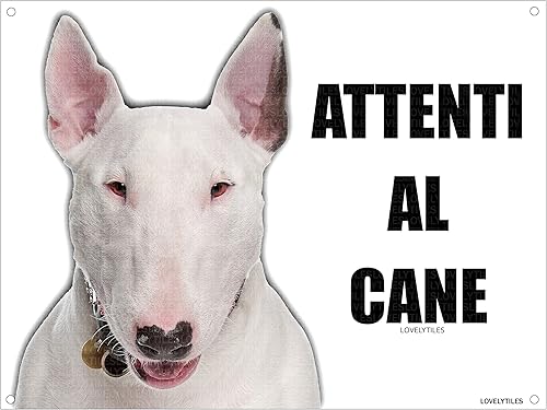 BULL TERRIER attenti al cane mod 1 TARGA cartello IN METALLO (15X20) - Honorern