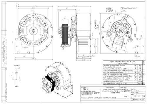 Ventilatore centrifugo TRIAL CAH12Y4-004 MOTORE SX per stufe pellet Piazzetta - Honorern