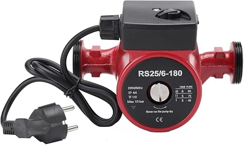 SUDEG Pompa di riscaldamento, pompa di circolazione, pompa di caldaia, circolatore 25-6/180, pompa di riscaldamento con commutazione manuale di velocità a 3 livelli + raccordi - Honorern